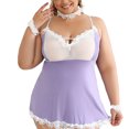 thumbnail image 1 of Sexy Lingerie for Women, Plus Size Teddy Bodysuit and Sheer Robe Set, Floral Lace Maid Costume Style, Adjustable Straps for Homewear and Romantic Occasions, 1 of 6