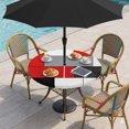 thumbnail image 2 of Red Grey Geometric Round Outdoor Tablecloth with Umbrella Hole Zipper, Modern Black White Abstract Art Elastic Fitted Table Cover, Waterproof Table Cloth for Patio Picnic Party Fits 45"-54", 2 of 9
