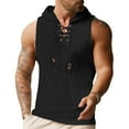 thumbnail image 2 of Yiaimeir Men's Sleeveless Hoodie With Lace-Up Design Lightweight Cotton Blend Casual Gym Workout Pullover For Summer Comfort,Size S-3XL, 2 of 3