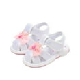 thumbnail image 4 of Xfvqtps Baby Girls Sandals Shiny Bling Bowknot Lightweight Cute Princess Sweet Soft PU Infant Walking Shoes Summer Casual Comfortable Breathable Toddler Sandals Non Slip Called Shoes White, 4 of 8