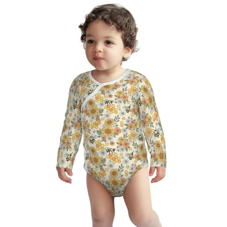 

Fotbe Hippie Bee Honeycomb Pattern Unisex-baby Long-sleeve Bodysuit Long Sleeve Bodysuits One-piece 100% Organic Cotton for Infant Baby Boys Unisex-12 Months