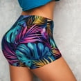 thumbnail image 5 of Yiaed Colorful Tropical Leaves Print Women's Athletic Shorts Running Shorts Sporty Short High Waisted Elastic Workout Shorts for Yoga Gym Running & Sports -Small, 5 of 8