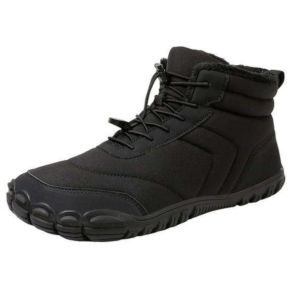 YLYL Mens Womens Barefoot Snow Boots Winter Warm Shoes Fur Lined Wide Toe Box Zero Drop Ankle Sneakers