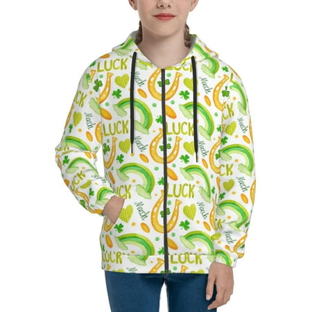 

Hoodies for Women St Patrick s Day1 Long Sleeve Sweatshirt Drawstring Zip Up Hoodie with Pockets Teen Girl Clothes