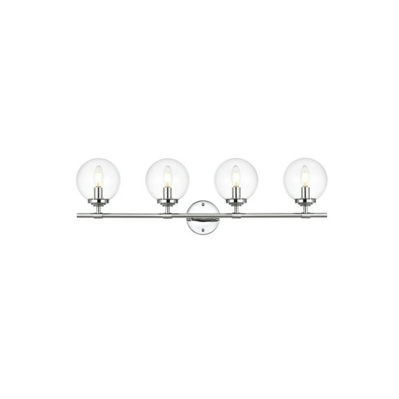 Living District Ingrid 4-Light Iron & Glass Bath Sconce in Chrome and Clear