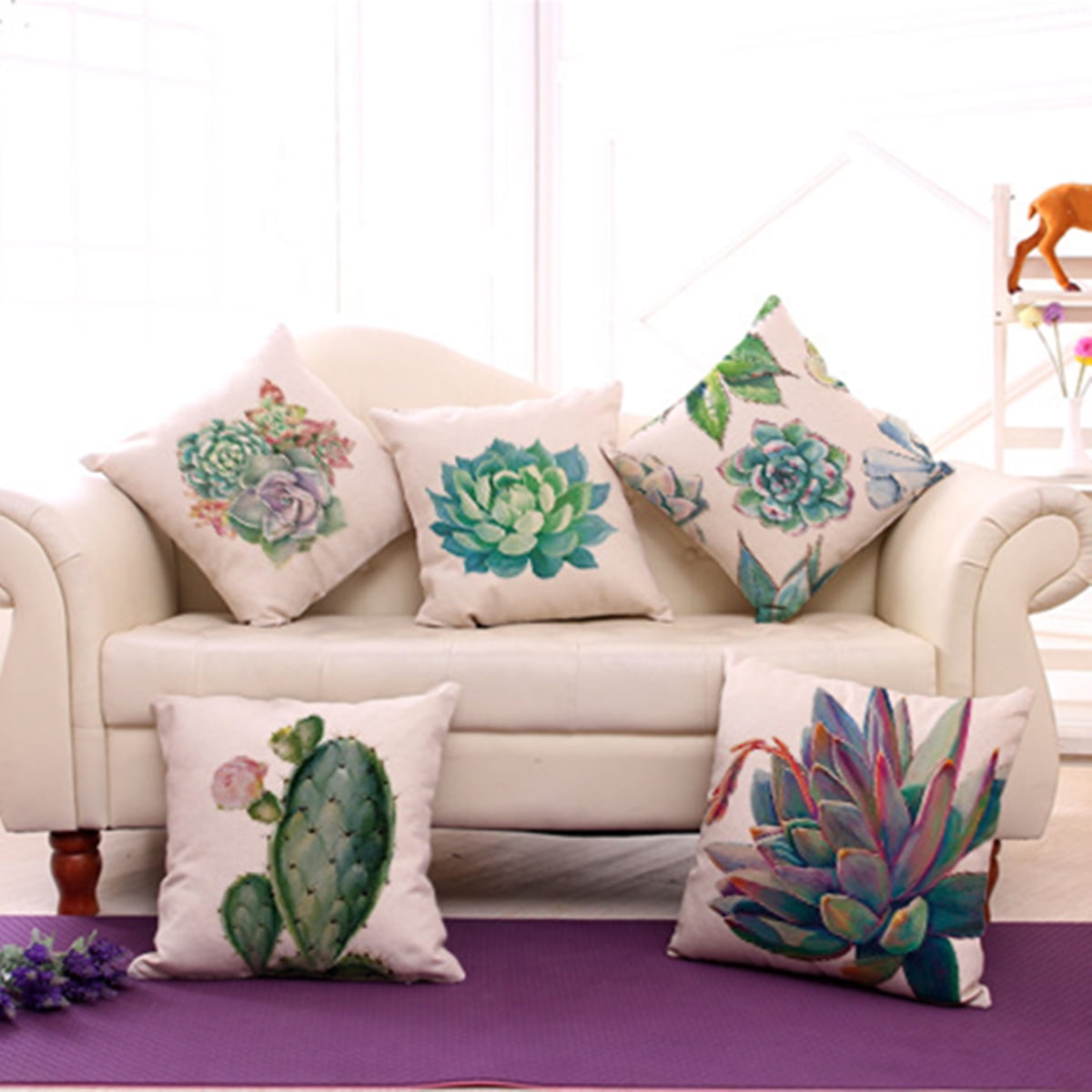 Home Decor Office Sofa Cushion Square Throw Pillow Cover Case Cactus 18/"x18/"