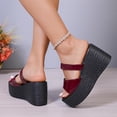 thumbnail image 4 of Narveanno Womens Slip-on Platform Wedge Sandals Open Toe High Heel Two Strap Wedge Mules Slides Prom Summer Dress Shoes, 4 of 8