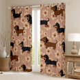 thumbnail image 2 of Homewish Vintage Dachshund Animal Blackout Curtains Set of 2 (52x84 Each),Daisy Flowers Curtain,Brown, 2 of 6