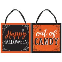 Classic Orange & Black Halloween Candy Reversible Sign