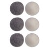 Contemporary Home Living Set of 6 Black and White Spherical Wool Dryer Balls 3"