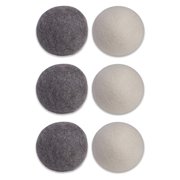 Contemporary Home Living Set of 6 Black and White Spherical Wool Dryer Balls 3"