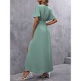 thumbnail image 2 of Mint Green V-Neck Butterfly Sleeve High Slit Maxi Dress For Women, 2 of 7