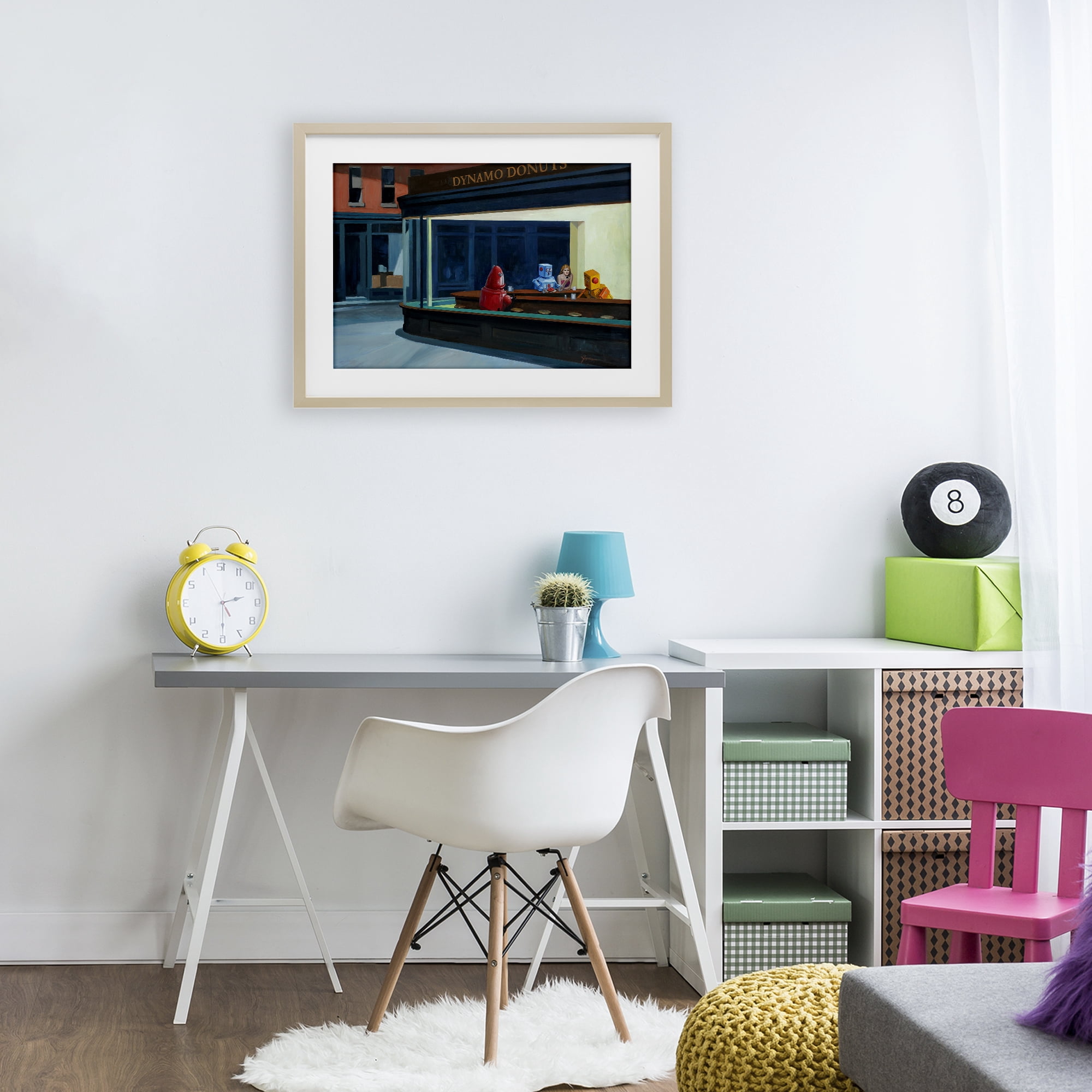 Stupell Industries Robots in Donut Shop Birch Framed Print Under Glass, design by Eric Joyner