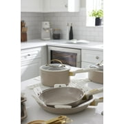 Thyme & Table 12-Piece Ceramic Non-Stick Granite Collection Cookware Set, Non-Toxic Pots and Pans Set - Taupe & Gold