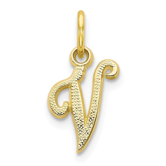 10k Initial V Charm in 10k Yellow Gold