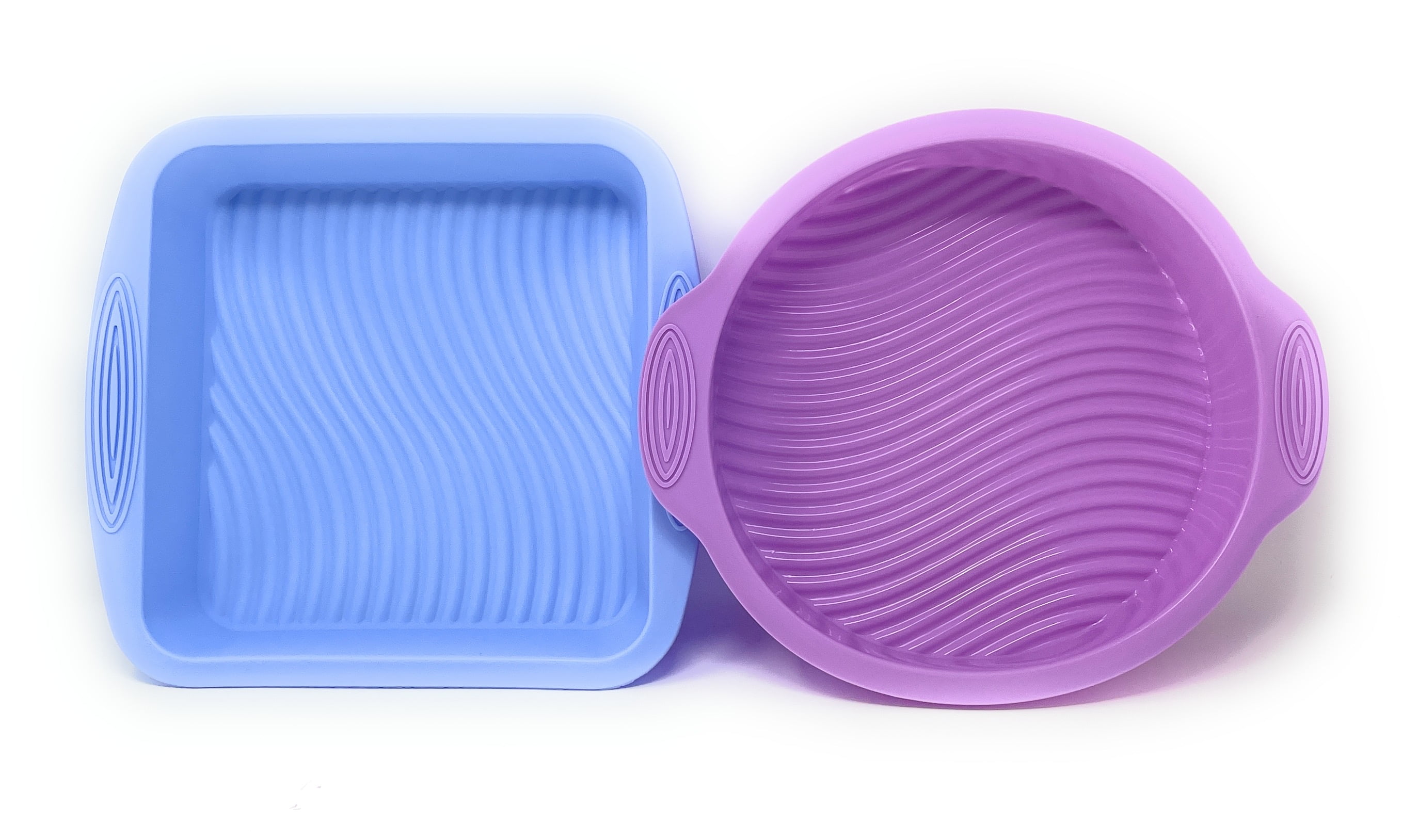 Silicone Bakeware Set Includes 8.75“ Round Cake Pan & 8“Square Pan NonStick Food Grade