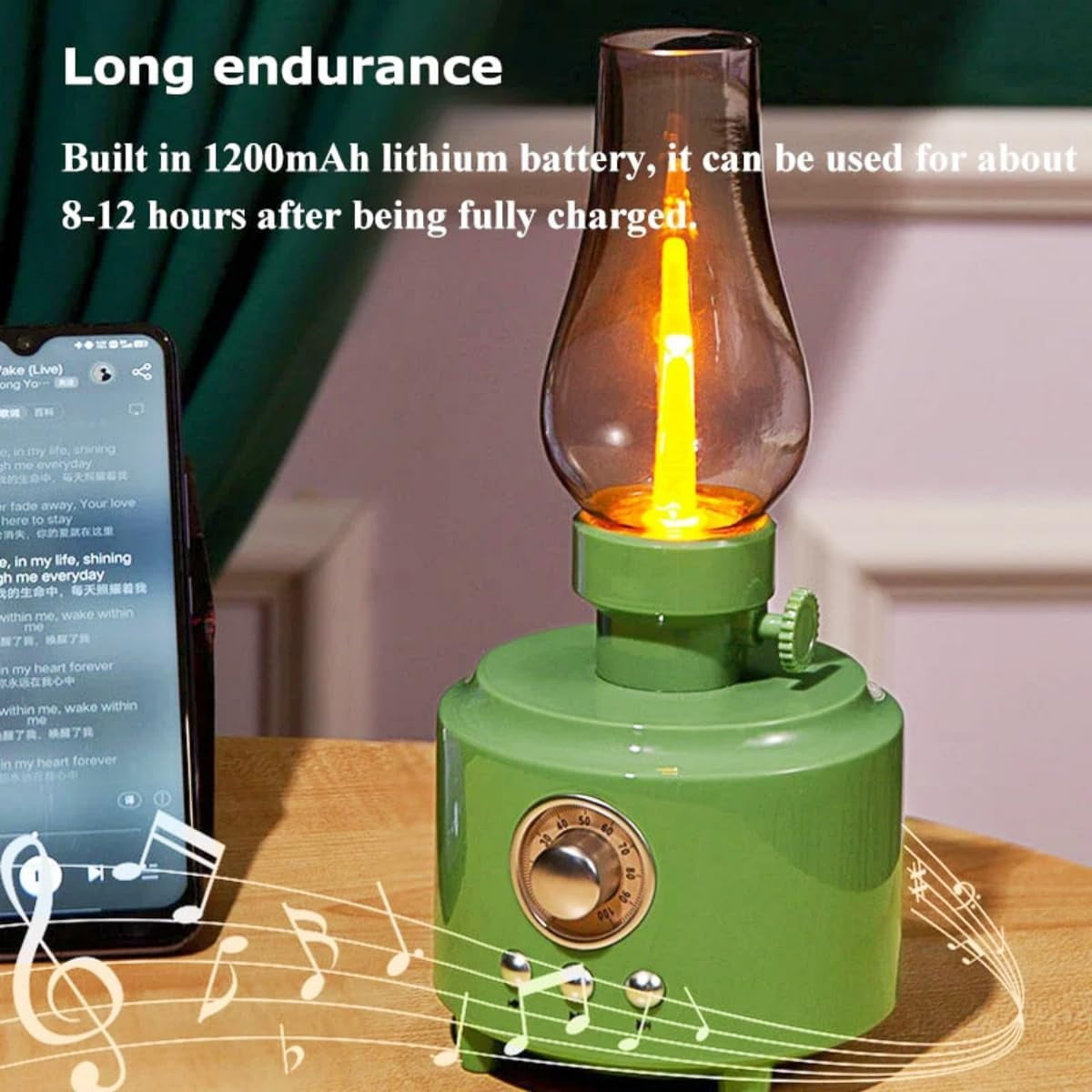 Bluetooth Speaker, Retro Kerosene Lamp Speaker, Rechargeable Portable Night Light, Table Lamp Scene Speaker, Suitable for Bedroom, Cafe, Bar, Desk Decoration, Outdoor Camping