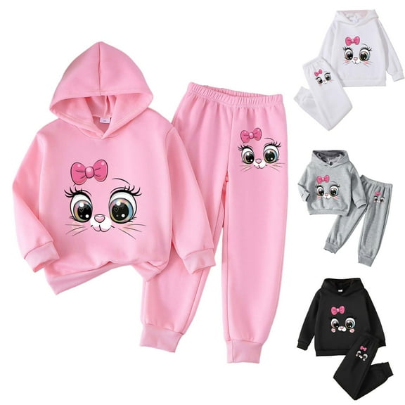 Ulanda Hoodies for Teen Girls Fall Sets 2 Piece Outfits Sweatshirts Trendy Preppy Cheetah Print Bow Hoodie (White, 4-5 Years)