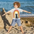 thumbnail image 3 of FORMRS Boys Rash Guard with Short Sleeves UPF 50+ Swim Shirts Sizes 3-12T, Black Cat Rainbow, 3 of 6