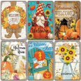 thumbnail image 2 of Cartel de bienvenida placa de Metal Vintage calabaza girasol pájaro carteles de Metal decoración de pared Puerta de jardín cafetería fiesta, 2 of 4