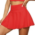 thumbnail image 3 of Xyxonk Pleated Skirts for Women Flowy Tennis Mini Skirts with Pockets Athletic Skorts Running Skorts Summer Pleated High-Waisted Skirts Red M, 3 of 6
