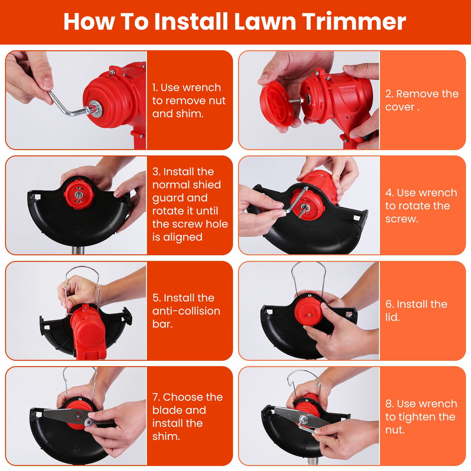 800W Cordless String Trimmer with Wheels 21V Brushless Motor Weed Wacker 18000RPM Max Speed 3 in 1 Tool with Metal and String Blades Adjustable Head Extendable Pole for Lawn Edging Garden Maintenance