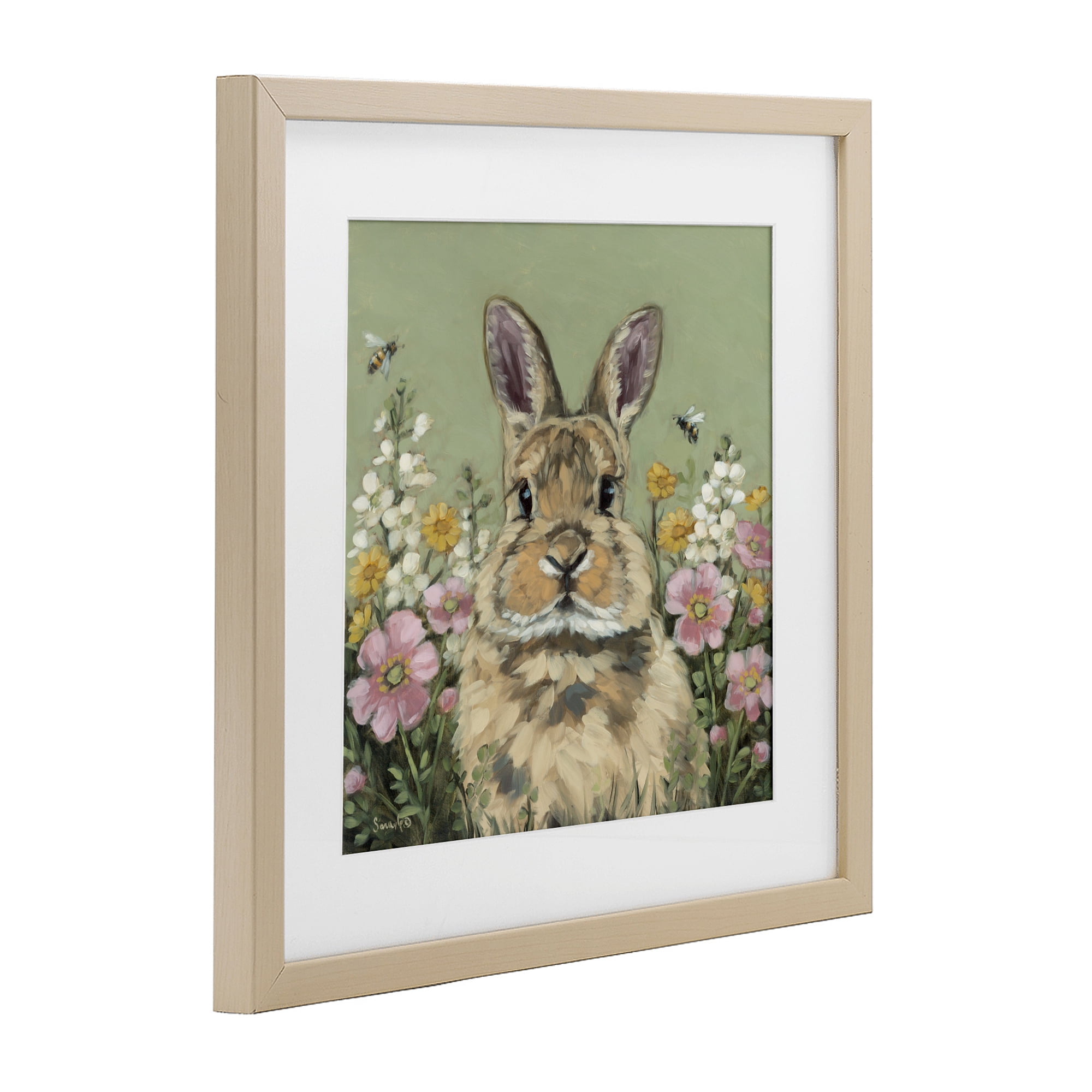 Stupell Industries Spring Abloom Rabbit Birch Framed Print Under Glass, design by Sara G. Designs