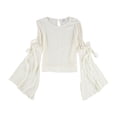 thumbnail image 1 of bar III Womens Cold Shoulder Knit Blouse, Off-White, Small, 1 of 2