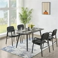 thumbnail image 3 of LINJH Office Guest Reception Chair Leather Ergonomic Waiting Room Chair w/ Metal Frame-2pcs, 3 of 12