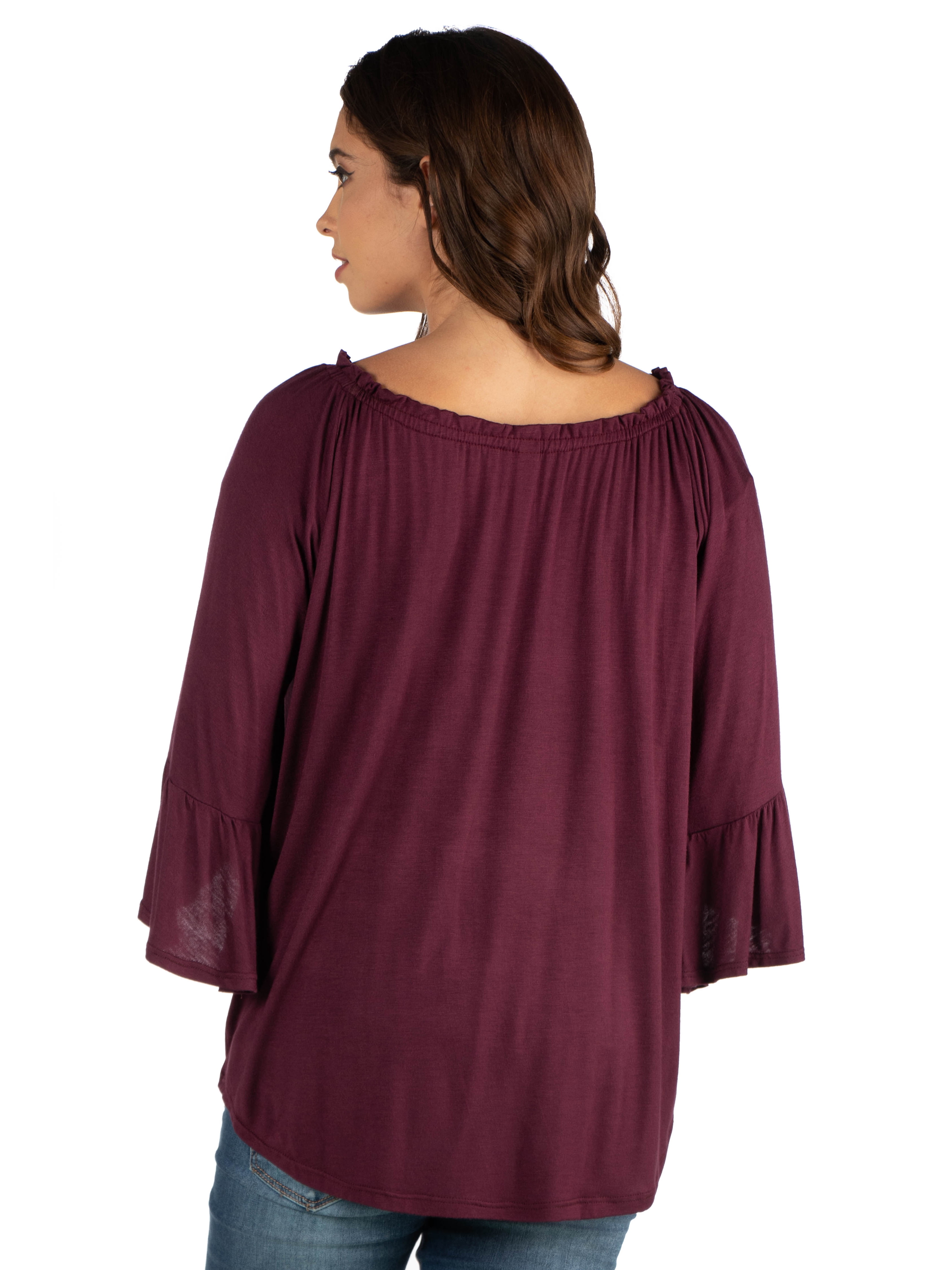 24seven Comfort Apparel Bell Sleeve Loose Fit Maternity Tunic Top