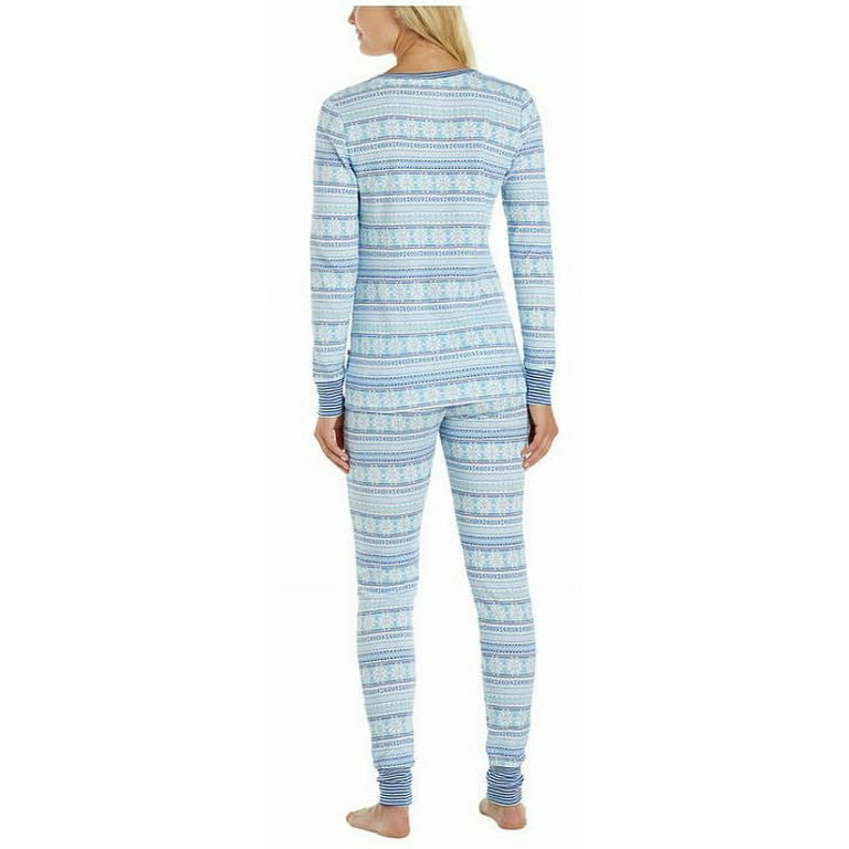 JANE BLEECKER Women s 2 Piece Thermal Pajama Set Blue Print
