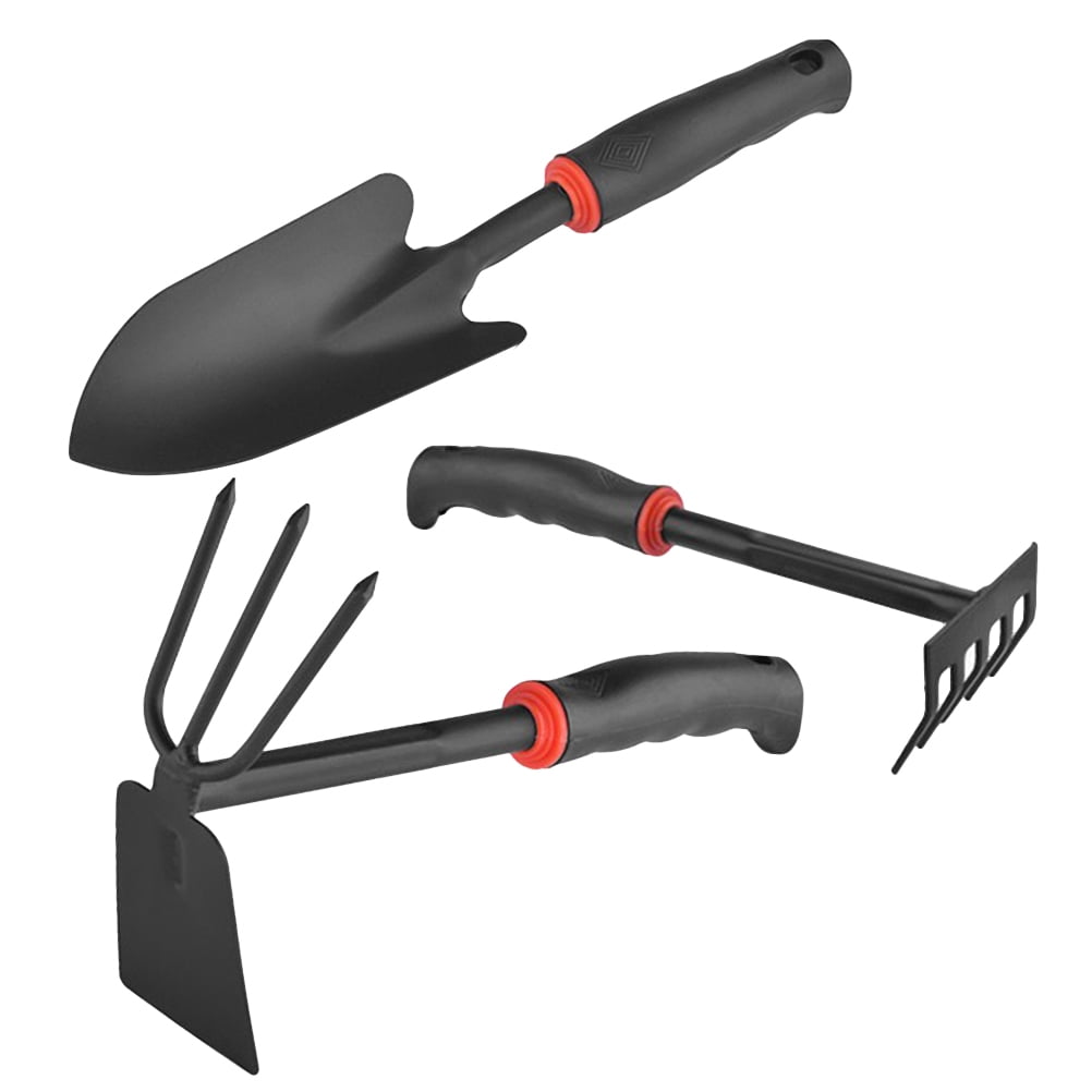 OUNONA 1Set Iron Garden Tool Set with Anti Skid Handle Small Shovel Rake and Hoeing Tool for Potted Plants