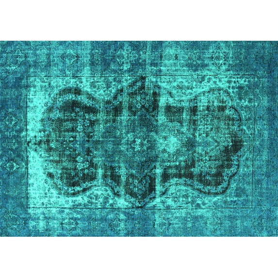 Ahgly Company Machine Washable Indoor Rectangle Persian Turquoise Blue Bohemian Area Rugs, 2' x 5'