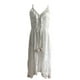 thumbnail image 4 of Txlixc Vestido con dobladillo de encaje para mujer, ropa de playa sin mangas con cuello en V profundo, falda de verano, beige/blanco Txlixc Estilo de ocio, 4 of 5