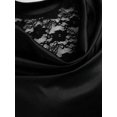 thumbnail image 5 of Women Satin Lace Patchwork Long Sleeve Mini Dress Cowl Neck Ruched Bodycon Dress for Party Evening, 5 of 5