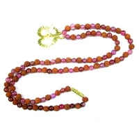 Mogul Love Mala Pink Jade Rudraksha Beeds Japa Mala Meditation