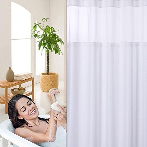 Navy Fabric Shower Curtain with Snapin Liner, Heavy Duty Water