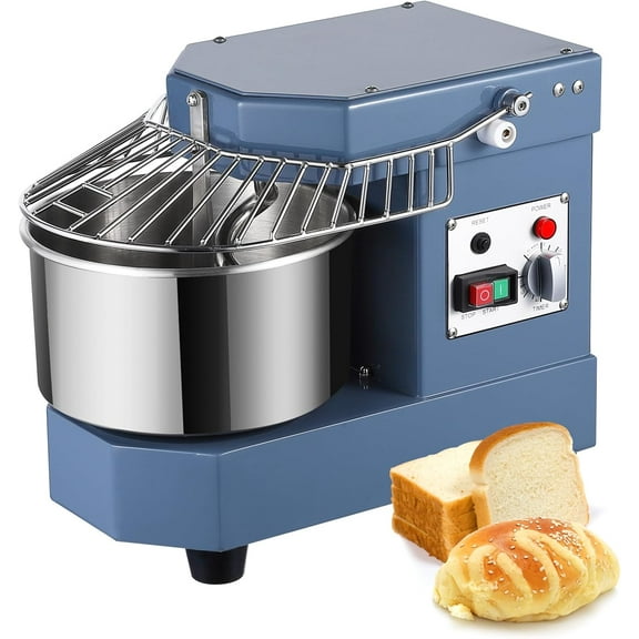 Hetoy Commercial Dough Mixer 8.5QT – 450W Food Mixer with Timer Function, Dual Rotating Dough Kneading Machine, Food-Grade Stainless Steel Bowl, and Safety Shield