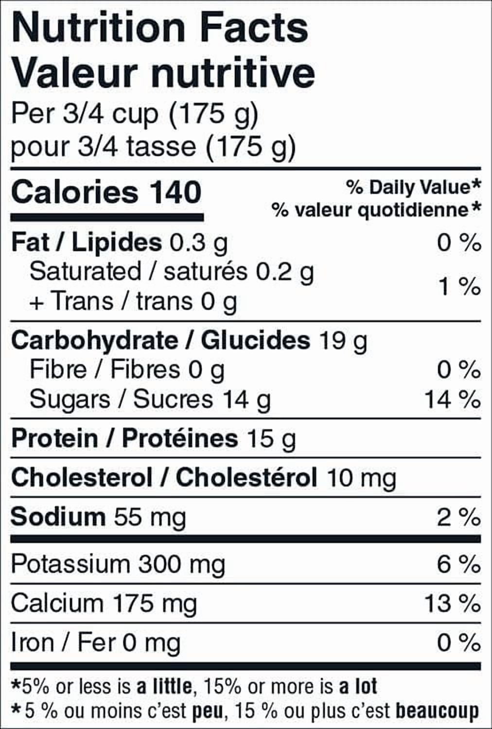 Our FinestTM 0% M.F. Lactose Free Vanilla Greek Yogurt, 750 g