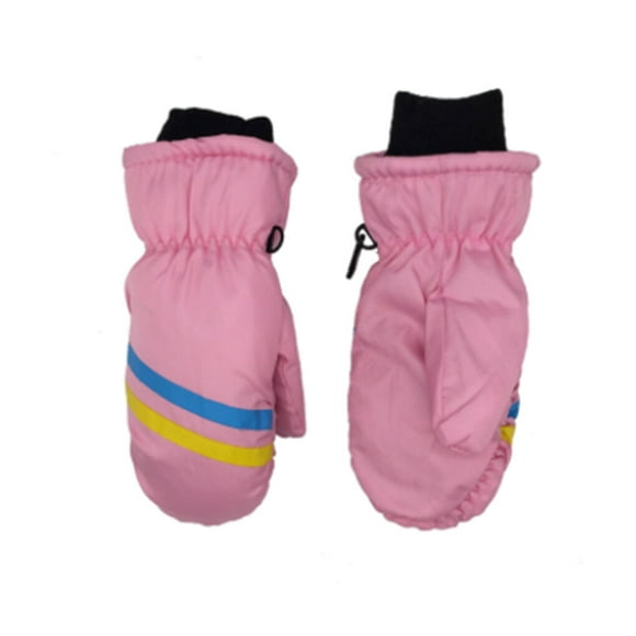 Cateissary 3 pares de manoplas para niños, guantes cálidos Unisex impermeables de invierno con gancho, patrón geométrico cómodo portátil, Suministros térmicos Rosa L