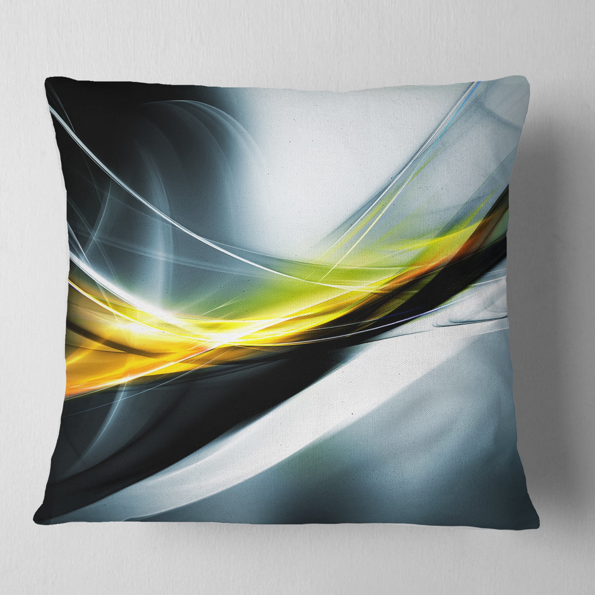 Designart Glittering Yellow Pattern - Abstract Throw Pillow - 16x16