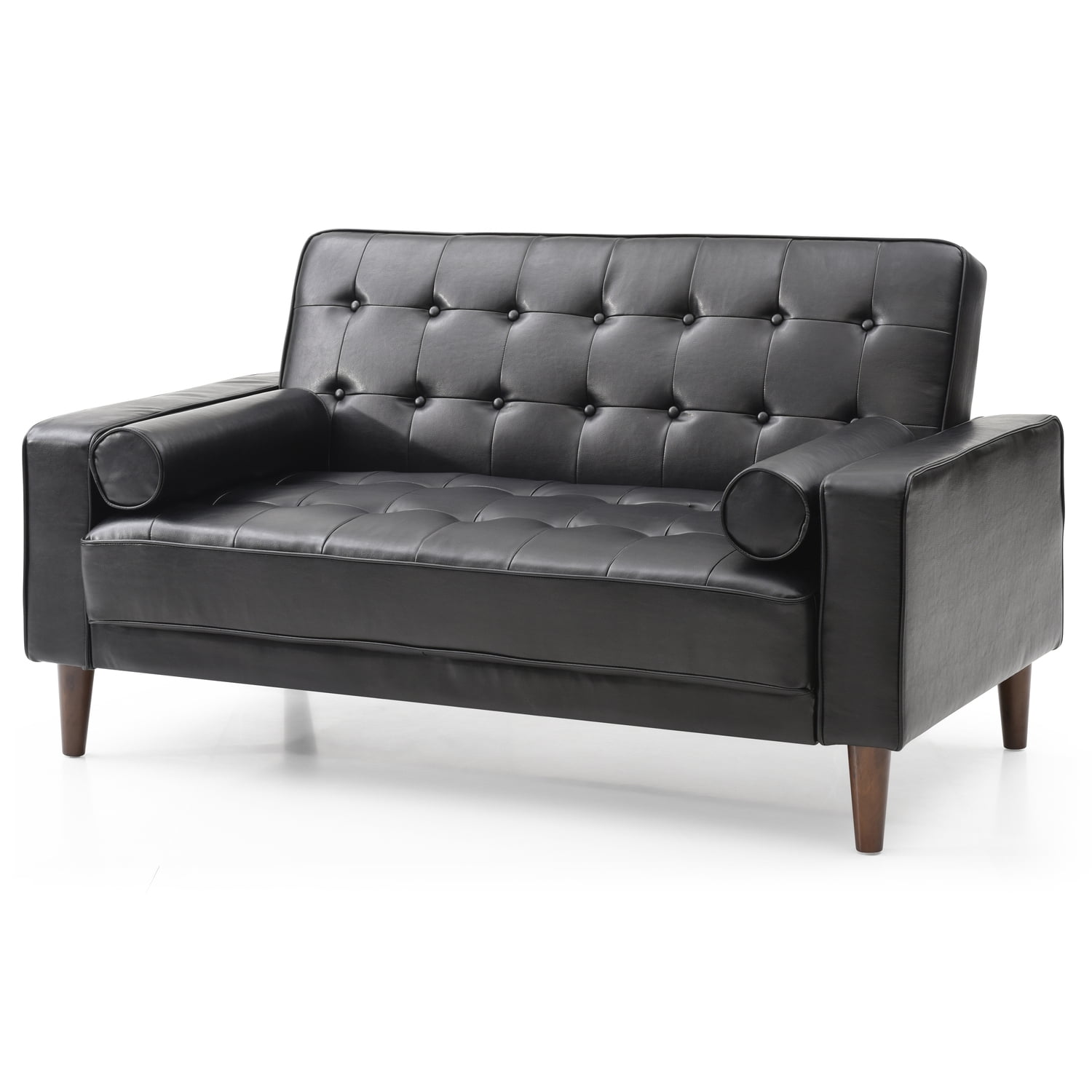 Glory Furniture Andrews Faux Leather Sleeper Loveseat in Black