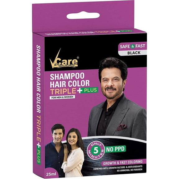 VCare Shampoo Hair Color Black - 25ml (Pack of 8)