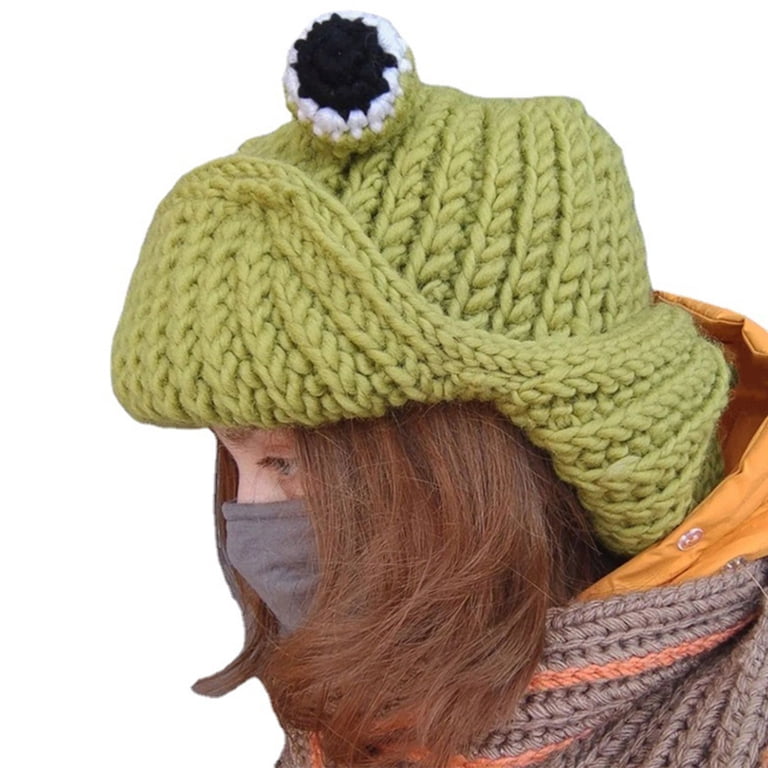 Knit Earflap Beanie Crochet Hat Cute for Frog Eye Hat Knit  display picture 1
