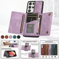 thumbnail image 3 of Allytech Slim Case for Samsung Galaxy S21 Ultra 5G 6.8 inch 2021, Premium PU Leather Flip Wallet Back Cover with Card Holder Magnetic Button Shockproof Men Women Case for Galaxy S21 Ultra, Purple, 3 of 6