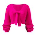 thumbnail image 3 of Vedolay Fall Sweaters Womens 2023 Pullover Sweaters Long Sleeve Knit Lightweight Crew Neck Fall Tops,Hot Pink L, 3 of 5