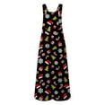 thumbnail image 6 of Womens Jumpsuits Christmas Print Button Front Straps Wide Leg Women's Rompers,Black,S, 6 of 6