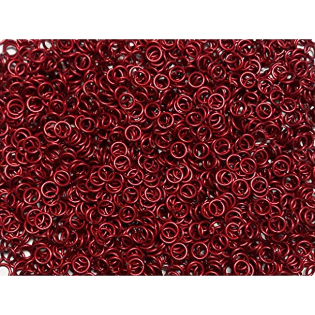 1/2 Pound Red Anodized Aluminum Jump Rings 16G 1/4" ID (1800+ Rings)