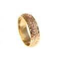 thumbnail image 2 of 14k yellow rose gold hand engraved custom made Hawaiian plumeria scroll 4mm/6mm double ring size 6, 2 of 5