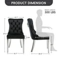 thumbnail image 6 of DONICK Velvet Upholstered Dining Chairs,Wing Back Side Chair Tuft Nailhead Ring Pull Metal Legs(Black,Silver Legs,Set of 4), 6 of 10
